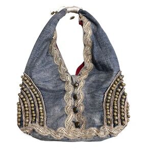 Vintage Graffiti Paris Boho Lace Beaded Purse